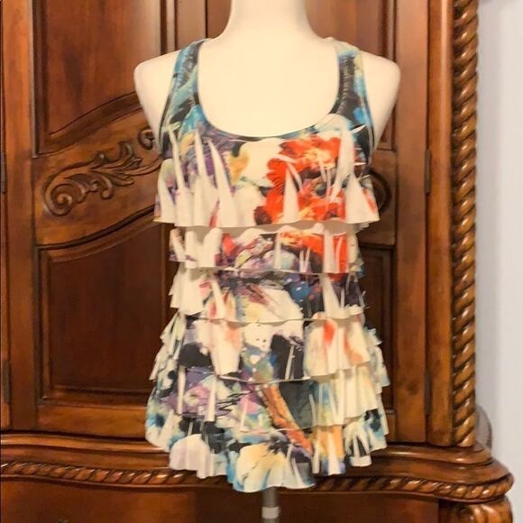 Forever 21 ruffle printed tank top- size S - Picture 1 of 5